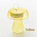 Portacandele in vetro trasparente a forma di fungo giallo per eleganti decorazioni casa - Giallo
