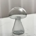Mushroom-shaped smoky grey transparent glass vase for hydroponic plants and home decor - 8*12cm / Transparent Gray