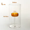 Grote cilindrische glazen windlicht kaarshouder met amberkleurige beker, 15cm hoog - Cilinder Met Amberkleurige Houder (Zonder Accessoires) / Groot (8*15cm)
