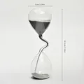 Elegante reloj de arena de vidrio curvado decorativo con arena gris y altura de 18,5cm - Reloj de Arena de Cuello Fino (6*18.5cm) sin Temporizador / Gris
