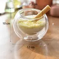 Detailed view of insulated double-walled glass bowl showing 10cm height dimension - Double-walled Ice Cream Cup