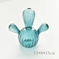 Modern creative blue cactus-shaped glass vase for desktop decoration, 15x8x15cm size - Style A / Elegant Blue