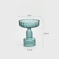 Elegant teal ribbed glass candle holder with 10cm height and 8cm diameter dimensions. - S / Lake Blue
