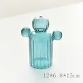 Modern creative cactus-shaped teal glass vase for hydroponic plants, 12x6.8x15cm. - Style B / Elegant Blue