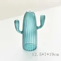Creative teal cactus-shaped glass vase for hydroponic plants and aromatherapy - Style C / Elegant Blue