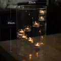 Clear glass spiral candle holder with 35cm height for elegant dining room decor. - XL Size (9 Tea Light Holders)