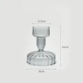 Gray striped glass candlestick holder with dimensions 4.5cm top and 10cm height - S / Gray
