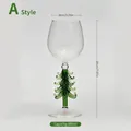 Verre à vin créatif avec tige de sapin de Noël, capacité 300ml pour les fêtes - Style A - Forme de Sapin de Noël / 300ml / Vert