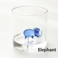 Creative transparent glass water cup with a blue 3D glass elephant figurine inside - 201-300ml / Elephant