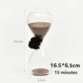 Nordic style clear glass hourglass sand timer with dried flower decor, 15 minute timer - 15 Min With Flowers - Coffee Color / 6.5x16.5cm