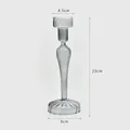 Elegant grey ribbed glass candlestick holder with dimensions 23cm height and 8cm base - L / Gray