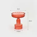Elegant amber ribbed glass candle holder with 10cm height for home dining decor - S / Red