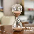 Modern 15-minute glass hourglass timer with brown sand for creative home office decor - 15 Min - Coffee Color / 6.5x16.5cm