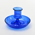 Elegant cobalt blue translucent glass candle holder for wedding and home decor - Smooth Style (zt2047) / Blue