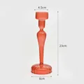 Elegant ribbed orange glass candlestick holder for dining table decor, 23cm tall - L / Red