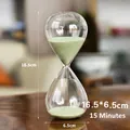 Minimalist 15-minute glass hourglass timer with light green sand for desk decor - 15 Min - Avocado Green Sand
