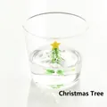 Creative clear glass water cup featuring a 3D green Christmas tree figure inside - 201-300ml / Christmas Tree