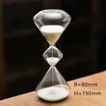 Reloj de arena artístico de vidrio de tres niveles con arena blanca para decoración - 8*19cm / Blanco (Cónico)