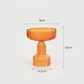 Amber ribbed glass candle holder with scalloped rim for home table decor, 10cm height - S / Champagne