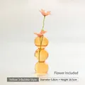 Decorative yellow triple-sphere glass bubble vase with an artificial pink flower - HP2038 3-Ball Style - Champagne + Champagne Sunflower