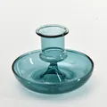 Elegant teal blue colored glass candle holder for desktop decor and wedding accents - Smooth Style (zt2047) / Elegant Blue