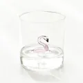 Creative transparent glass cup with a unique 3D pink swan figurine inside for drinks - 201-300ml / Swan