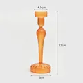 Elegant amber striped glass candle holder with 23cm height and 8cm base - L / Champagne