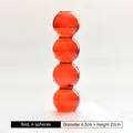 Decorative red bubble glass flower vase with four spheres, 6.2cm diameter, 22cm height. - 4-Ball Style (Red) / Diameter 6.2cm x Height 22cm