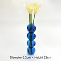 Decorative deep blue 4-sphere bubble glass flower vase set with artificial calla lilies - HP2038 4-Ball Style - Royal Blue + 3 Calla Lilies