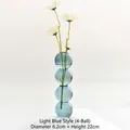 Light blue bubble glass flower vase with 4 spheres includes decorative flower - hp2038 4-Ball Style Elegant Blue & White Sunflower