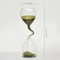 Elegante adorno de reloj de arena de vidrio curvo con arena verde oliva decorativo - Reloj de Arena de Cuello Fino (6*18.5cm) sin Temporizador / Verde oliva