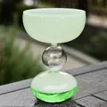 Ins style mint green glass dessert cup with a unique triple bubble base design. - Large Version / Mint Green
