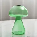 Green mushroom shaped transparent glass vase for hydroponics and home decoration - 8*12cm / Transparent Green