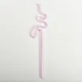 Pajita artística de vidrio rosa ondulado para zumos, tubo para beber termorresistente - 波浪扭扭型 / Rosa