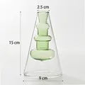 Creative double-layer glass vase with green inner, height 15cm and width 9cm dimensions. - Green Pagoda Style