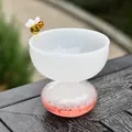 Creative ins-style bubble glass dessert bowl with a cute bee accent for yogurt and ice cream - Bee Decoration Medium Size / Milky White