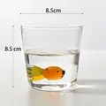 Creative 3D orange fish glass water cup, minimalist cute heat-resistant glassware 8.5cm - 201-300ml / Goldfish Style / 8.5x8.5cm / Clear