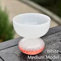 Creative glass ice cream cup with white bowl and pink bubble base in medium size - Medium Version / Milky White
