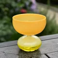 Creative yellow and green glass ice cream dessert cup with a textured bubble glass base - Medium Version / Amber Yellow