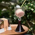 Elegant fluted glass dessert cup with dark purple tapered base for sundaes and yogurt - Vintage Skirt High-Footed Cup / Red