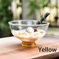 Ins style glass dessert bowl with yellow footed base for yogurt and ice cream - Ice Cream Bowl Style B / Yellow
