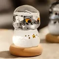 Creatieve stormglas weersvoorspeller in kattenvorm met houten voet als cadeau - Beschermengel Kat (Transparant)