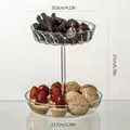 Elegante alzatina per frutta a 2 piani in vetro e vassoio da portata, altezza 17cm - Stile B (zt2034-B)
