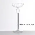 Elegant medium sized ribbed glass candlestick holder with tall stem, 8x21cm variant - Medium (zt013 Medium) / Medium Height