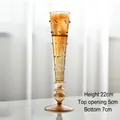 Vintage amber transparent glass vase with dotted texture for Nordic style home decor - Conical Polka Dot (B Style) / H22cmxO5cmxB7cm