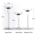 Set of three elegant ribbed glass candle holders with heights 18cm, 21cm, and 24cm - 3-Piece Set (zt013 Set) / 18/21/24cm Height Combination