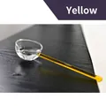 Hitzebeständiger kreativer Glaslöffel mit transparentem gelbem Griff für Kaffee - Großer Transparenter Stil / Gelber Griff