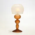 Portacandela vintage in vetro smerigliato a forma di lampada con base ambra - Forma di Lampada Smerigliata (zt2024) / Marrone Opaco