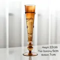 Vintage amber glass bud vase with elegant relief patterns, 22cm height for home decor - Conical Floral Relief (C Style) / H22cmxO5cmxB7cm