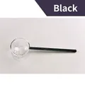 Hitzebeständiger Glaslöffel mit langem schwarzem Griff für Kaffee und Dessert - Großer Transparenter Stil / Schwarzer Griff